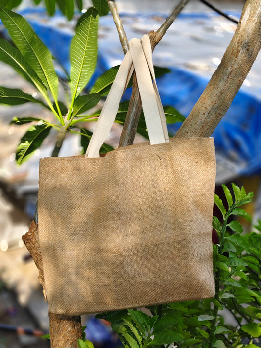 Jute Handcrafted Tote with Zipper inside