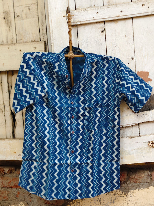 Handcrafted Indigo Cotton Shirt for Men
