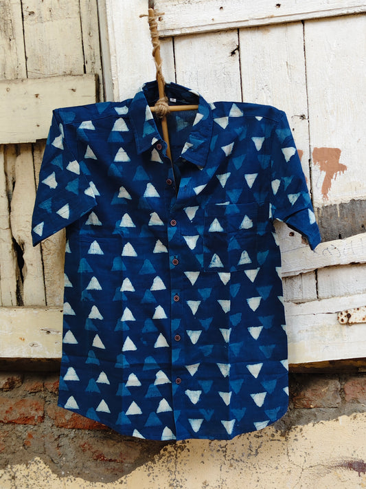 Handcrafted Indigo Cotton Shirt for Men
