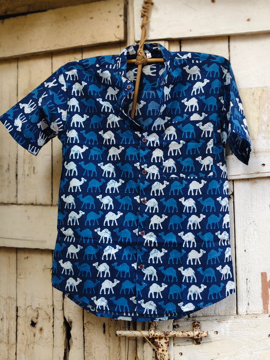 Handcrafted Indigo Cotton Shirt for Men
